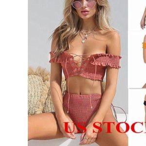 Rust bikini textured tie up